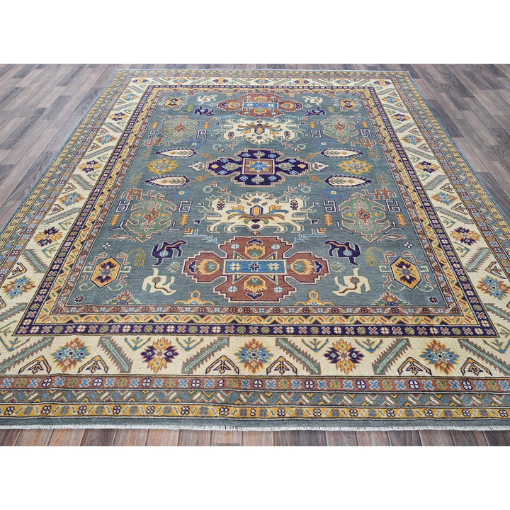 7'11" x 9'11" New Hand Knotted Grey Wool Rectangle Oriental Rug - MOA102521