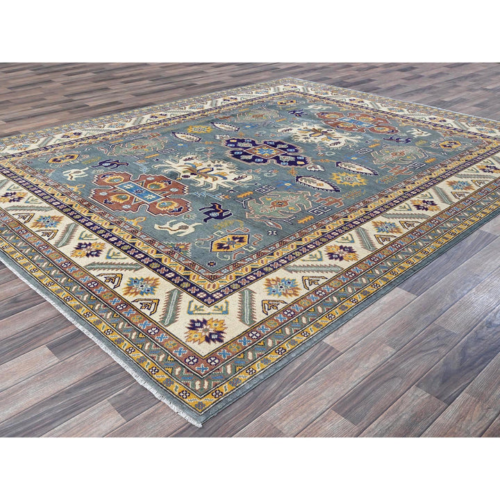 7'11" x 9'11" New Hand Knotted Grey Wool Rectangle Oriental Rug - MOA102521