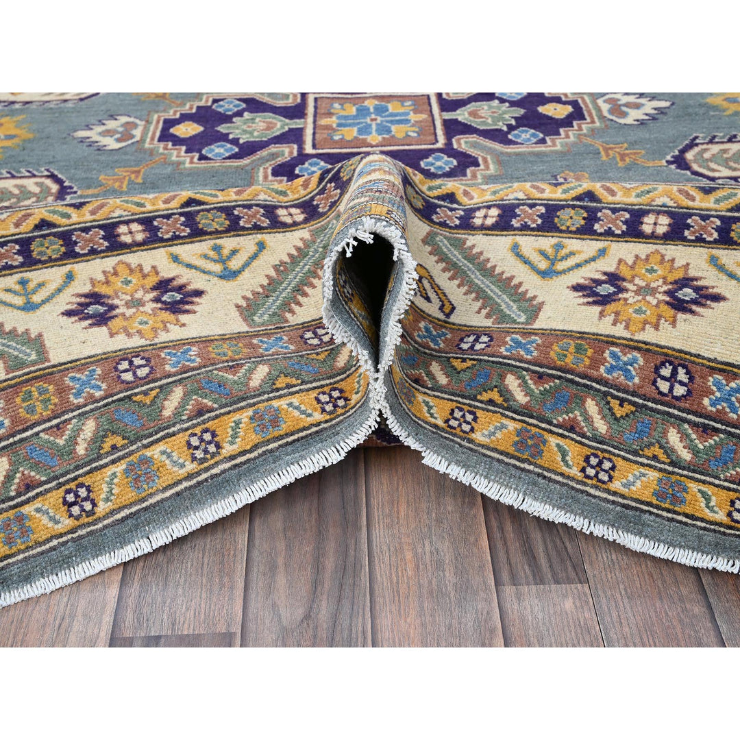 7'11" x 9'11" New Hand Knotted Grey Wool Rectangle Oriental Rug - MOA102521