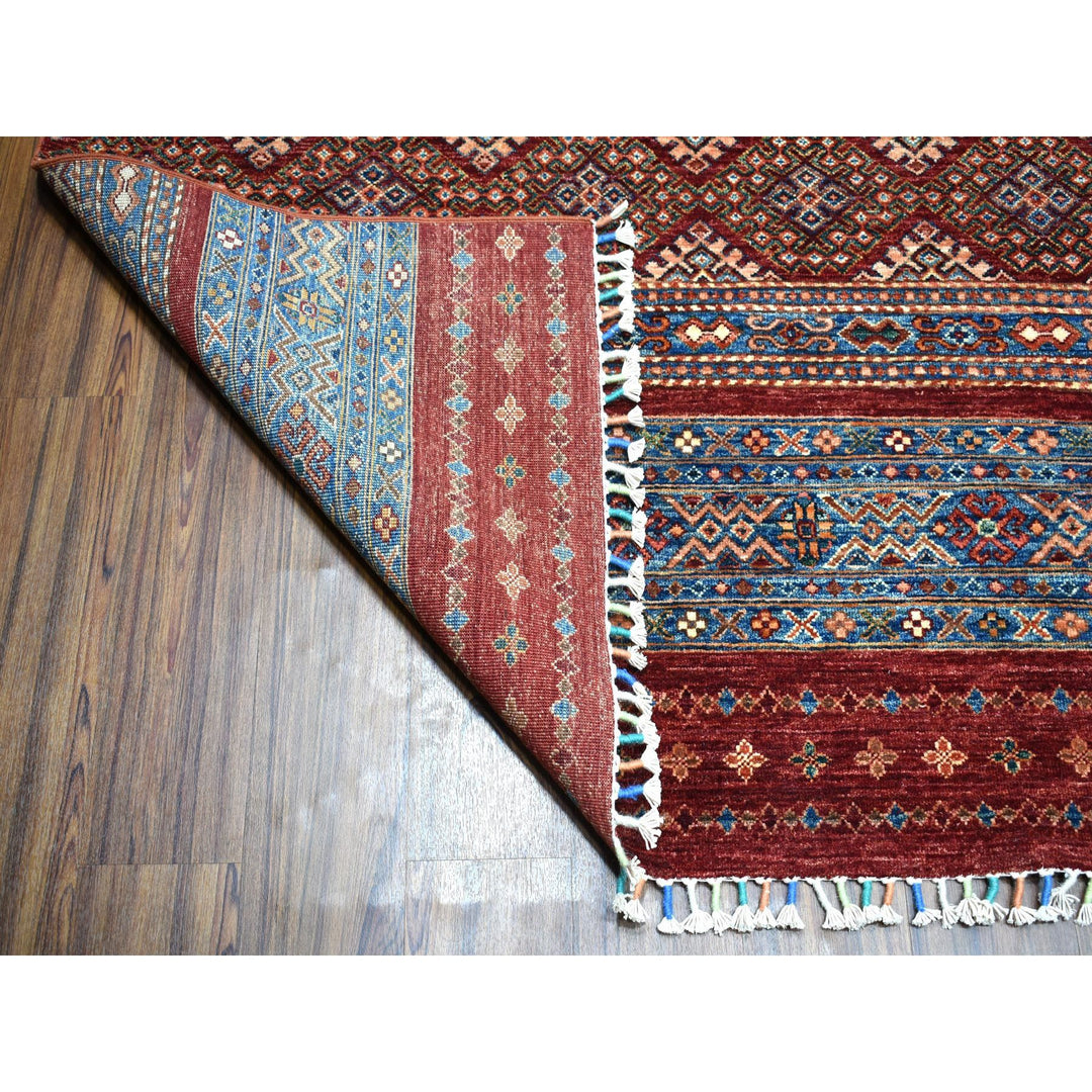 9'3" x 12'1" New Hand Knotted Red Wool Rectangle Oriental Rug - MOA10252242