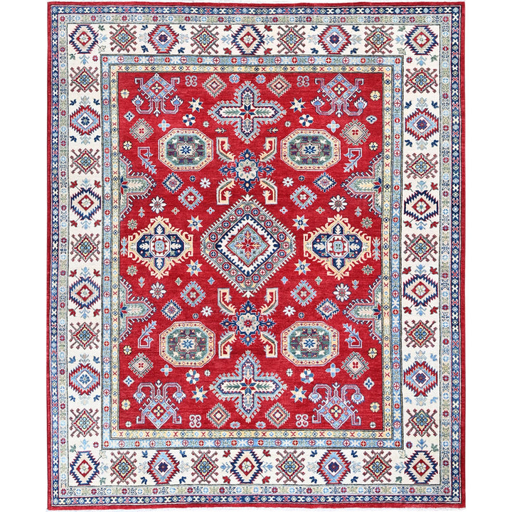 8'2" x 9'9" New Hand Knotted Red Wool Rectangle Oriental Rug - MOA102523