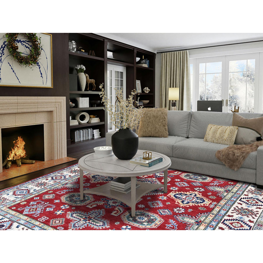 8'2" x 9'9" New Hand Knotted Red Wool Rectangle Oriental Rug - MOA102523