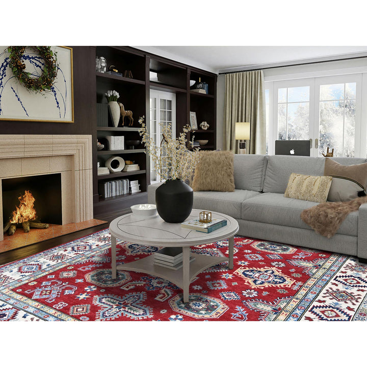 8'2" x 9'9" New Hand Knotted Red Wool Rectangle Oriental Rug - MOA102523