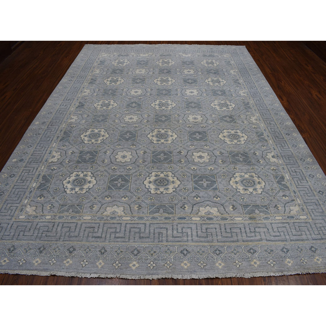 8'10" x 11'8" New Hand Knotted Grey Wool Rectangle Oriental Rug - MOA10252439