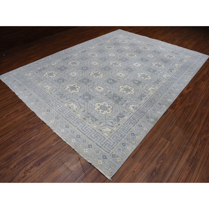 8'10" x 11'8" New Hand Knotted Grey Wool Rectangle Oriental Rug - MOA10252439