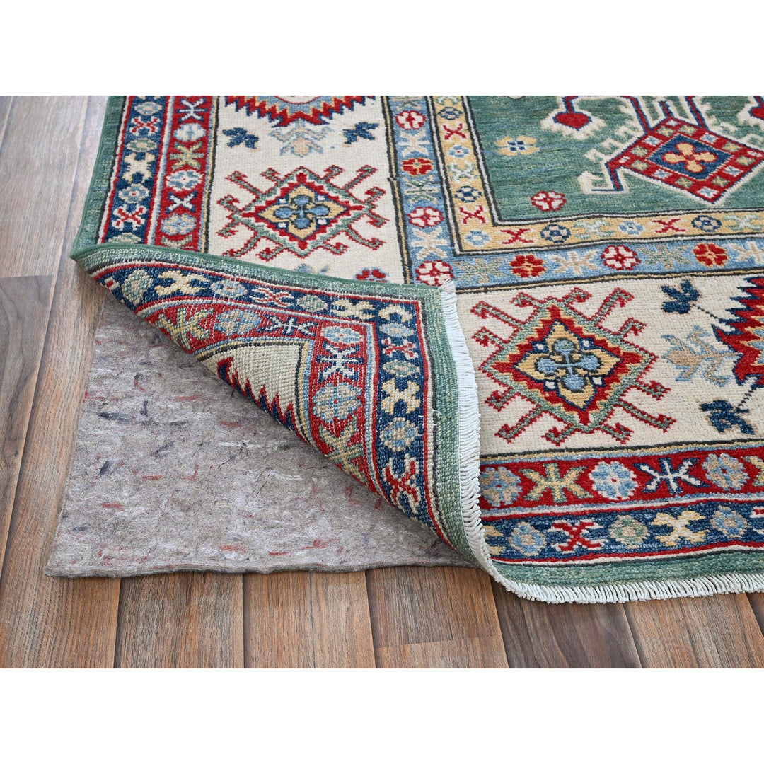 7'11" x 9'7" New Hand Knotted Green Wool Rectangle Oriental Rug - MOA102524
