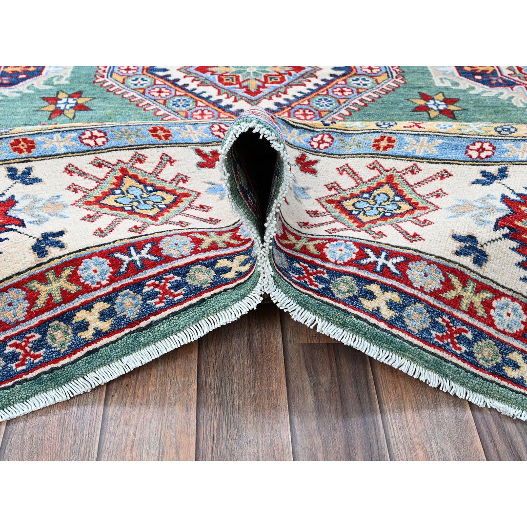 7'11" x 9'7" New Hand Knotted Green Wool Rectangle Oriental Rug - MOA102524