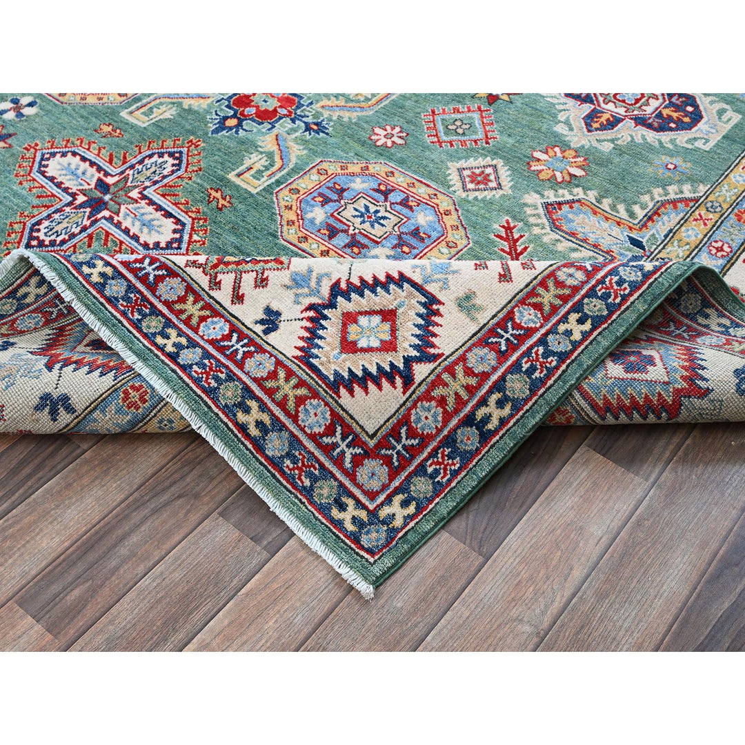 7'11" x 9'7" New Hand Knotted Green Wool Rectangle Oriental Rug - MOA102524