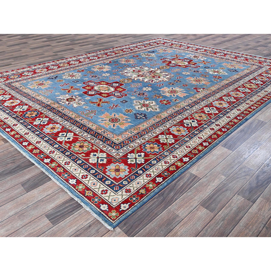 8'9" x 12'1" New Hand Knotted Blue Wool Rectangle Oriental Rug - MOA102525