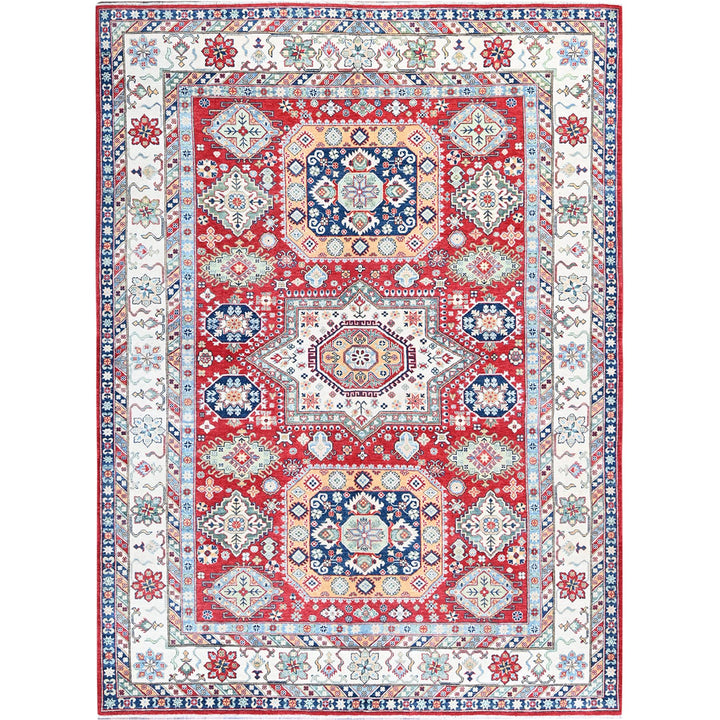 9'1" x 11'9" New Hand Knotted Red Wool Rectangle Oriental Rug - MOA102526