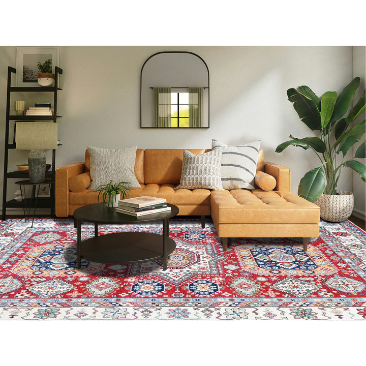 9'1" x 11'9" New Hand Knotted Red Wool Rectangle Oriental Rug - MOA102526
