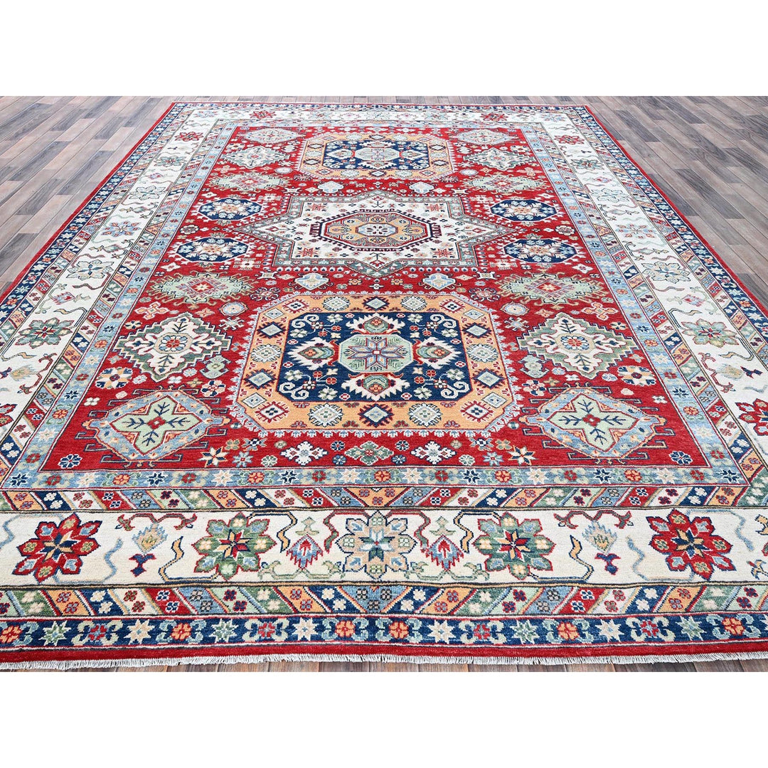 9'1" x 11'9" New Hand Knotted Red Wool Rectangle Oriental Rug - MOA102526