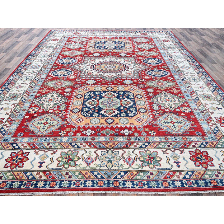9'1" x 11'9" New Hand Knotted Red Wool Rectangle Oriental Rug - MOA102526