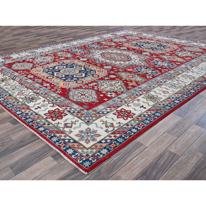 9'1" x 11'9" New Hand Knotted Red Wool Rectangle Oriental Rug - MOA102526