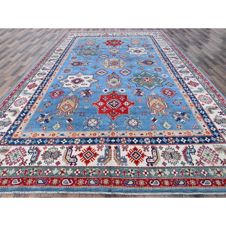 9'9" x 14'0" New Hand Knotted Blue Wool Rectangle Oriental Rug - MOA102528