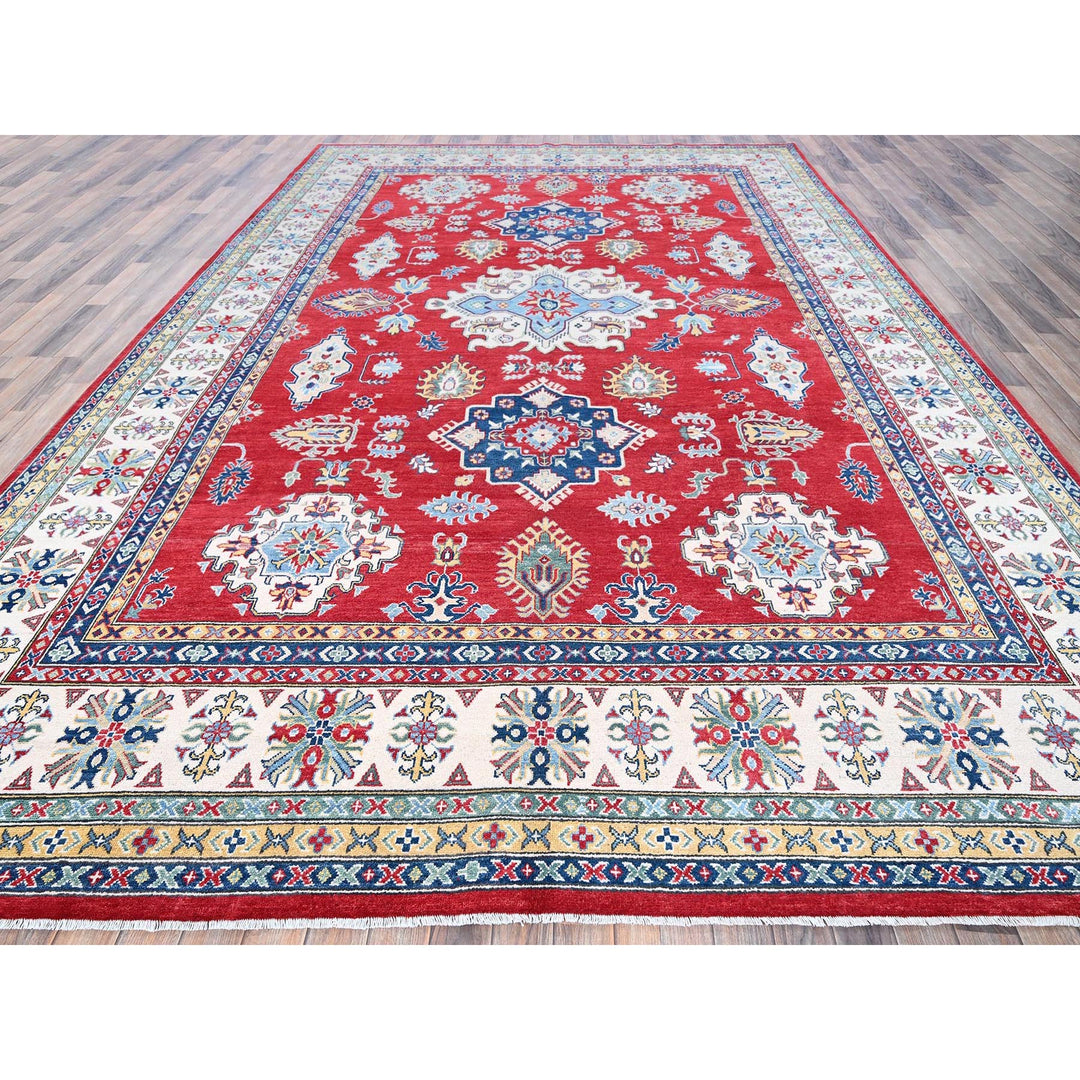 9'9" x 13'11" New Hand Knotted Red Wool Rectangle Oriental Rug - MOA102529