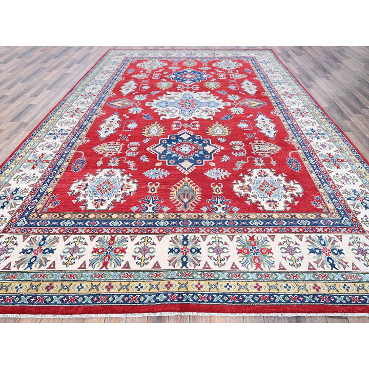 9'9" x 13'11" New Hand Knotted Red Wool Rectangle Oriental Rug - MOA102529