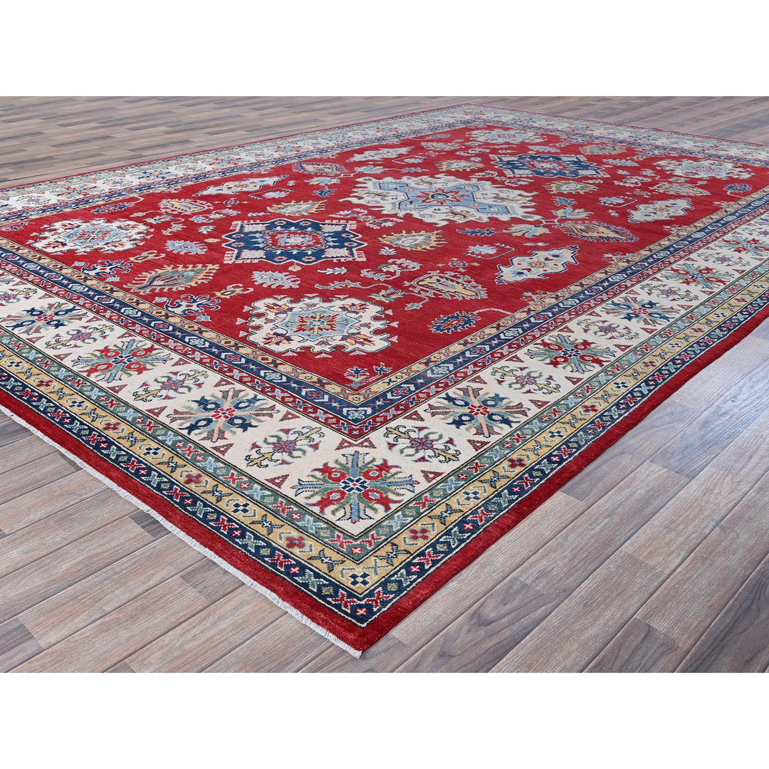9'9" x 13'11" New Hand Knotted Red Wool Rectangle Oriental Rug - MOA102529