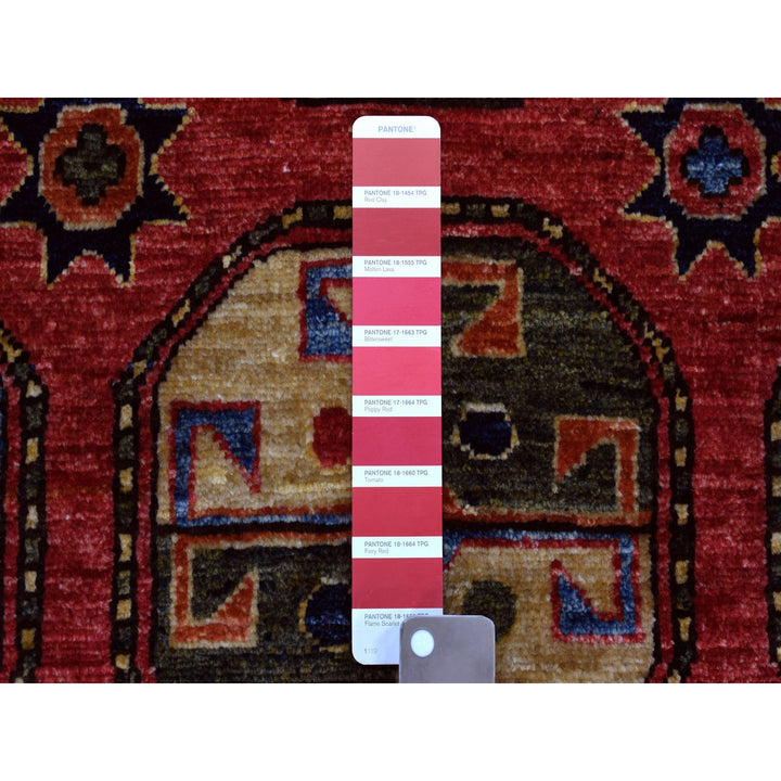 4'0" x 10'2" New Hand Knotted Red Wool Runner Oriental Rug - MOA10253126