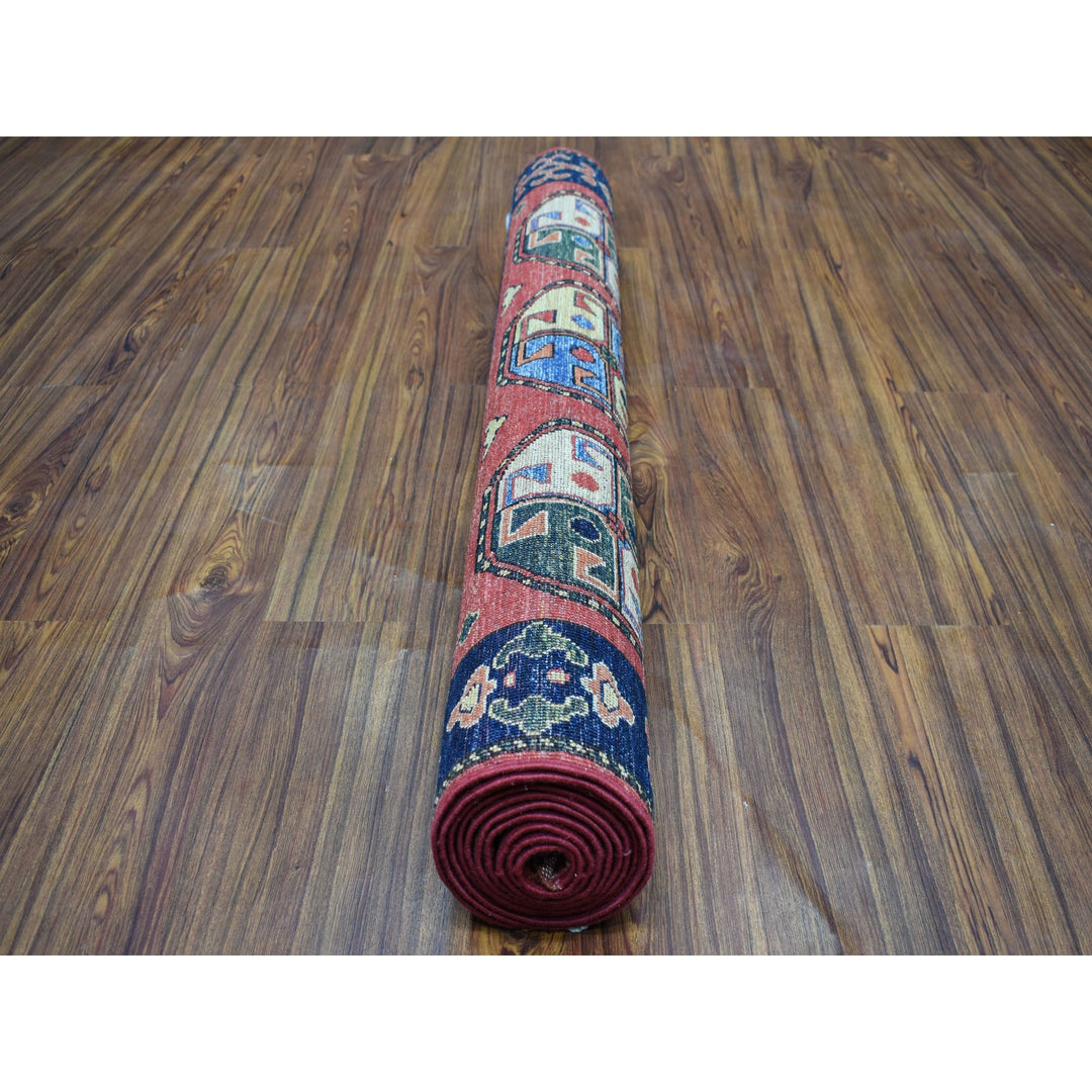 4'0" x 10'2" New Hand Knotted Red Wool Runner Oriental Rug - MOA10253126