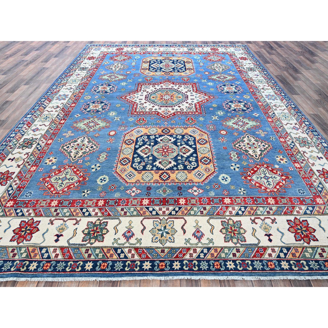 8'11" x 12'8" New Hand Knotted Blue Wool Rectangle Oriental Rug - MOA102531