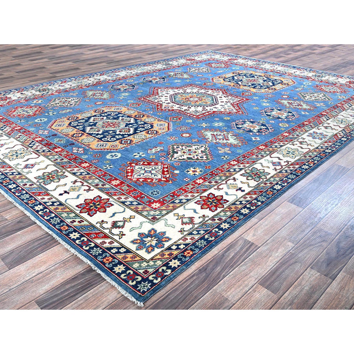 8'11" x 12'8" New Hand Knotted Blue Wool Rectangle Oriental Rug - MOA102531