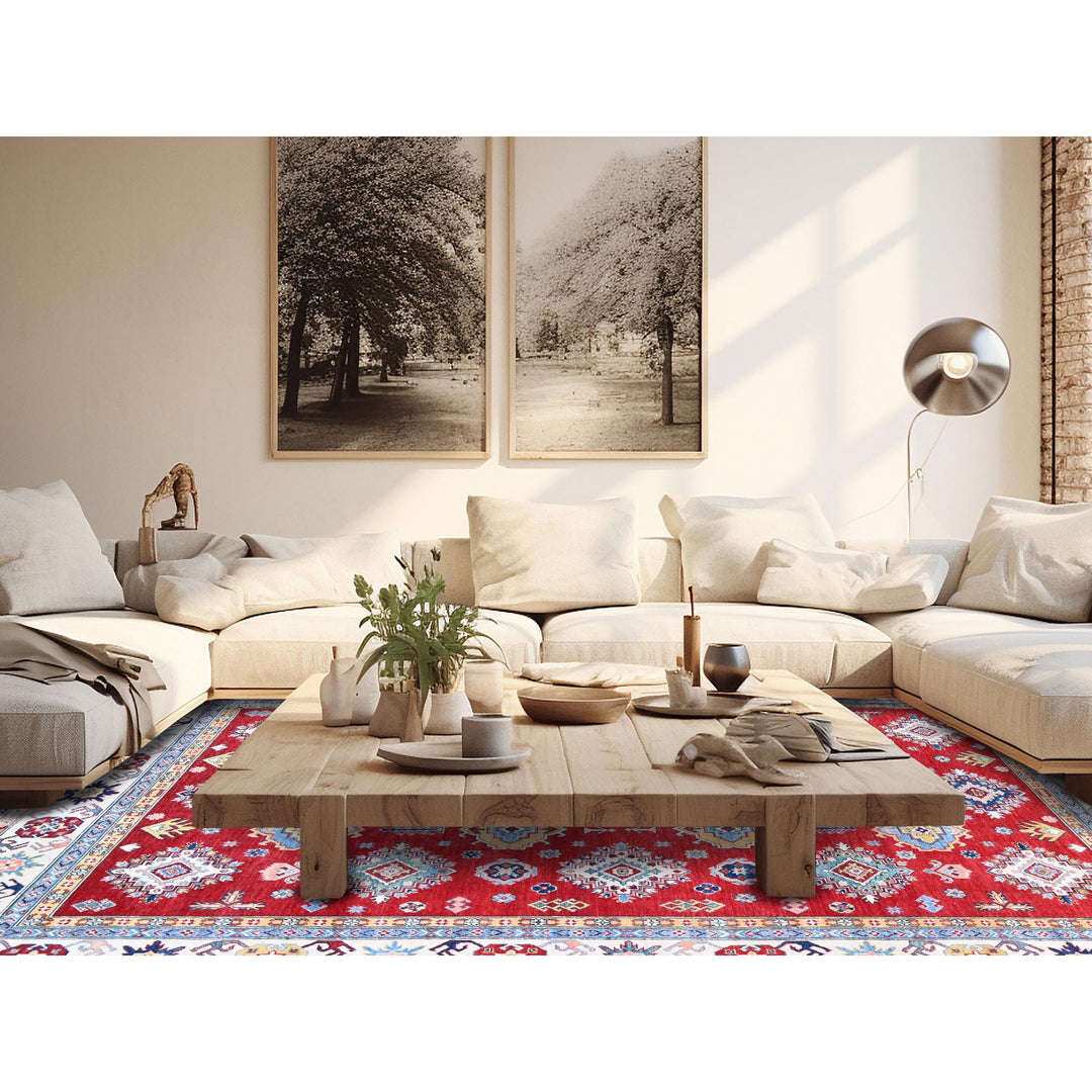 8'0" x 11'3" New Hand Knotted Red Wool Rectangle Oriental Rug - MOA102532