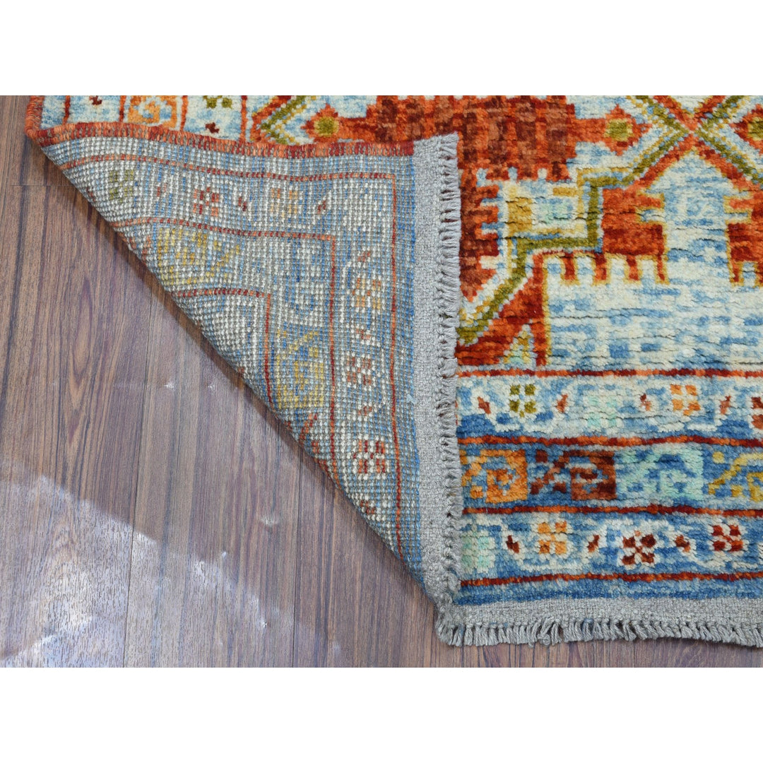 5'8" x 7'9" New Hand Knotted Orange Wool Rectangle Oriental Rug - MOA10253340