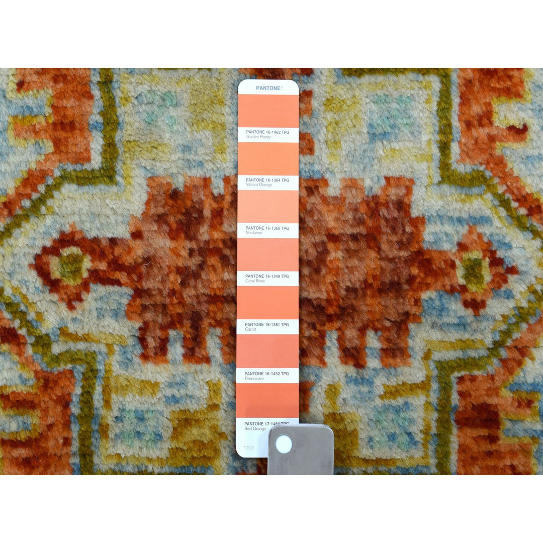 5'8" x 7'9" New Hand Knotted Orange Wool Rectangle Oriental Rug - MOA10253340