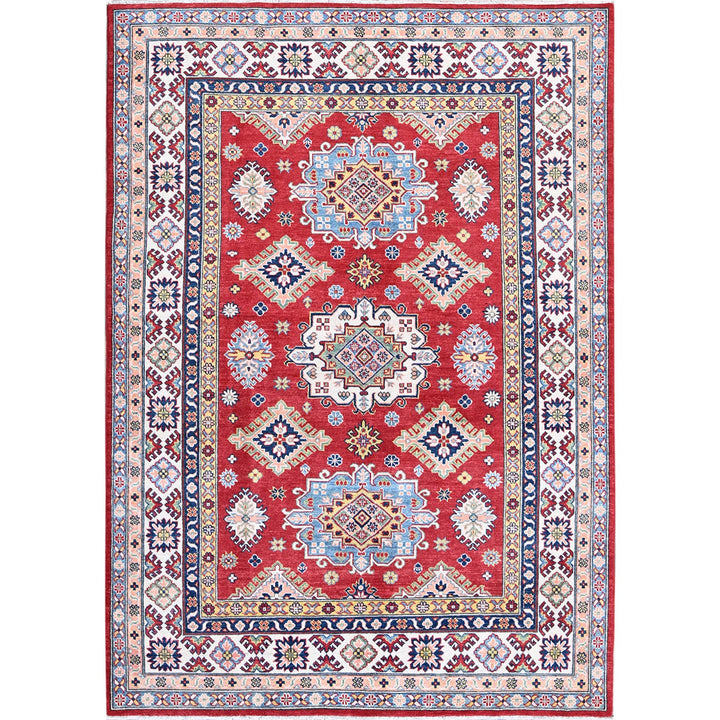 6'3" x 8'11" New Hand Knotted Red Wool Rectangle Oriental Rug - MOA102533