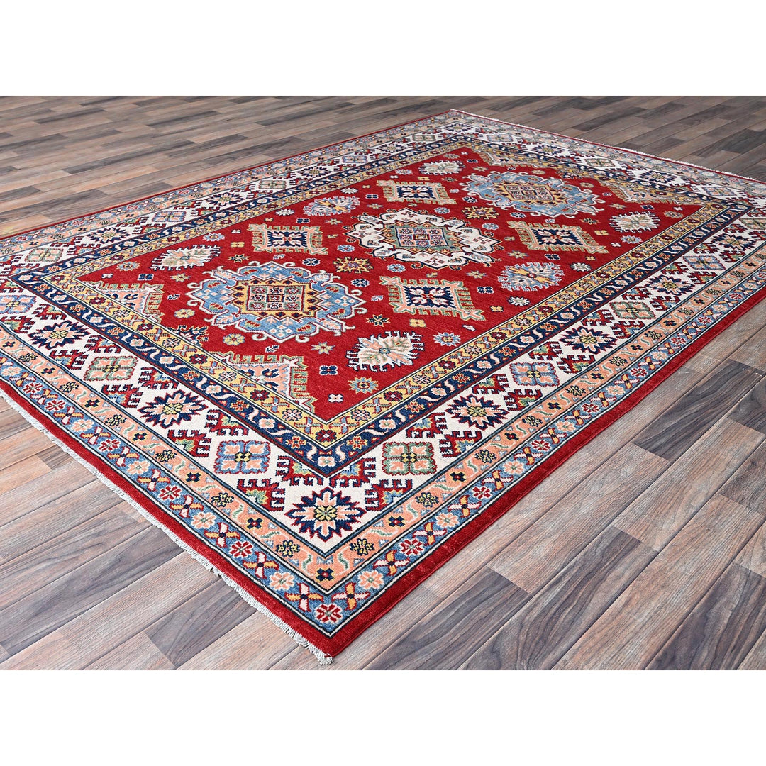 6'3" x 8'11" New Hand Knotted Red Wool Rectangle Oriental Rug - MOA102533