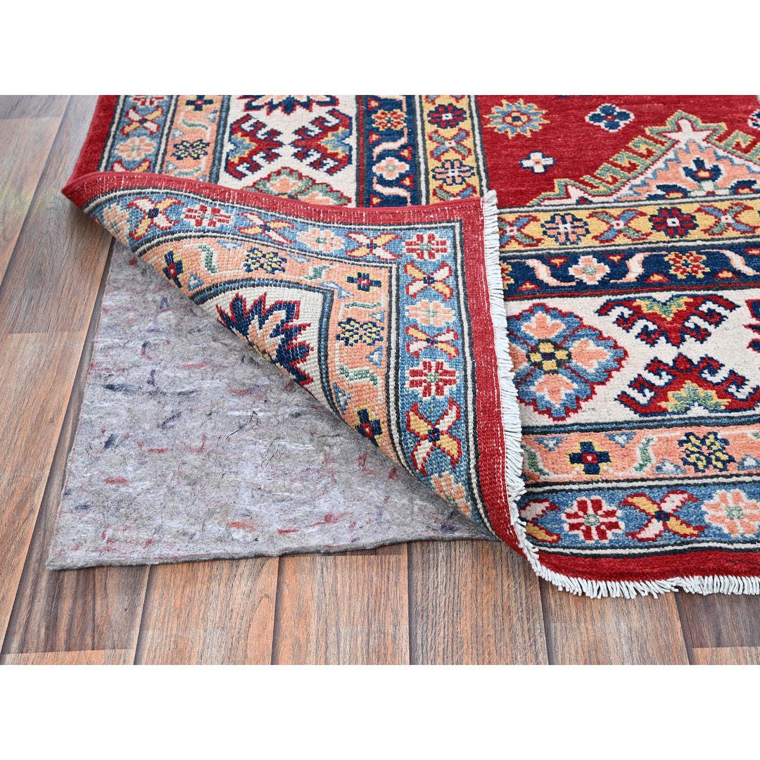 6'3" x 8'11" New Hand Knotted Red Wool Rectangle Oriental Rug - MOA102533