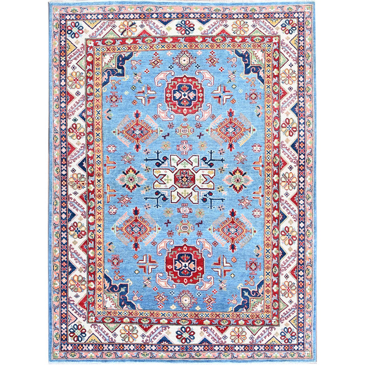 6'2" x 8'7" New Hand Knotted Blue Wool Rectangle Oriental Rug - MOA102535