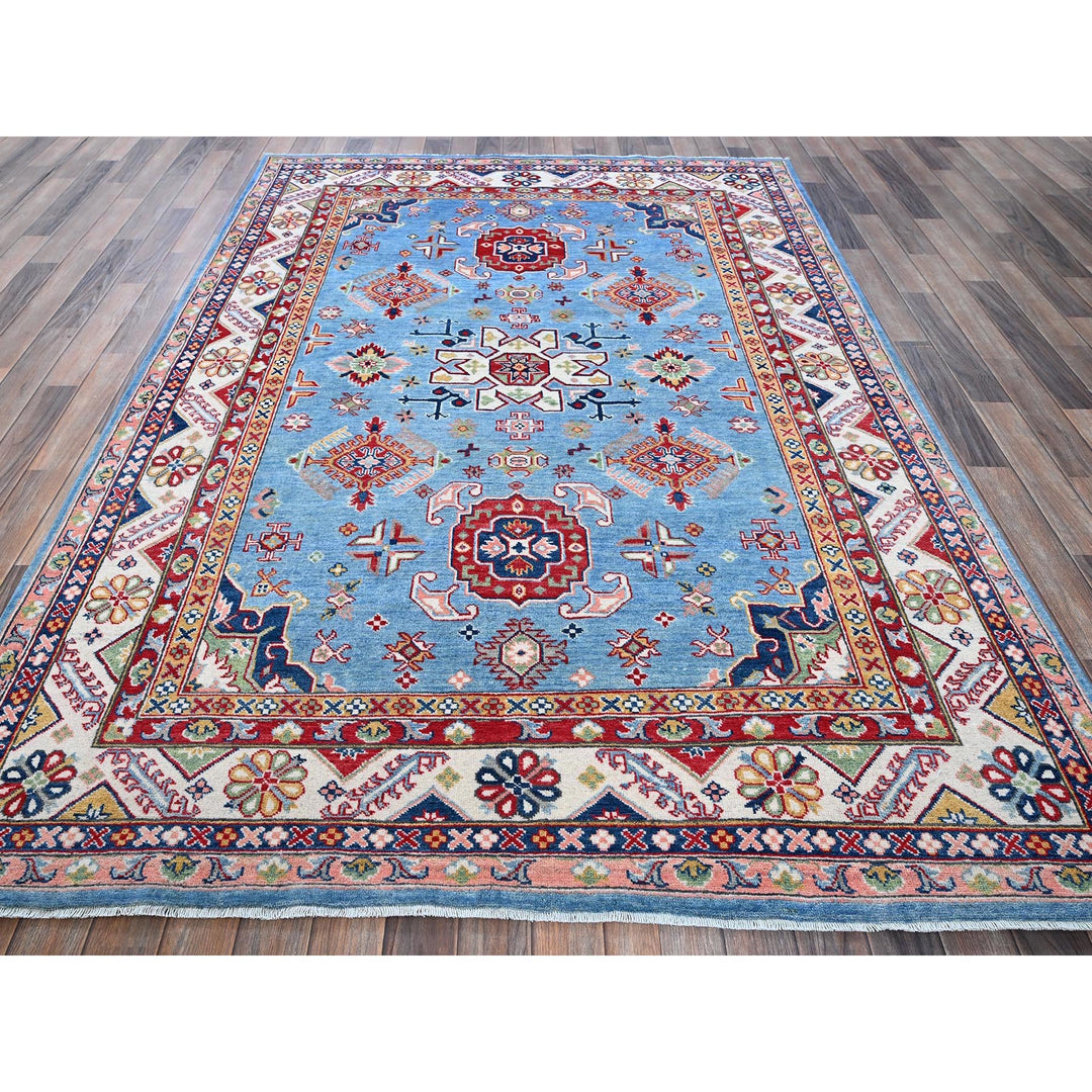 6'2" x 8'7" New Hand Knotted Blue Wool Rectangle Oriental Rug - MOA102535