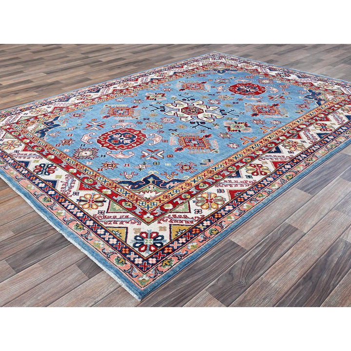 6'2" x 8'7" New Hand Knotted Blue Wool Rectangle Oriental Rug - MOA102535