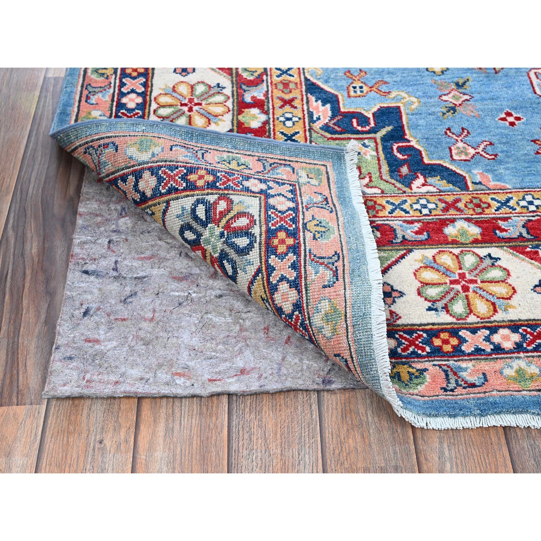 6'2" x 8'7" New Hand Knotted Blue Wool Rectangle Oriental Rug - MOA102535