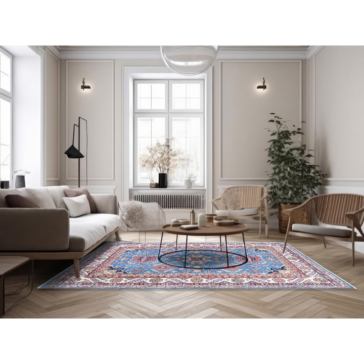5'11" x 8'9" New Hand Knotted Blue Wool Rectangle Oriental Rug - MOA102536
