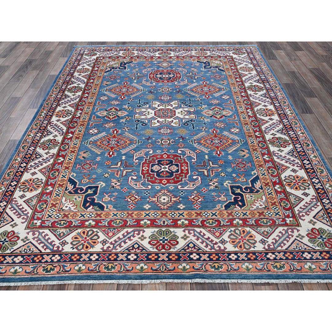 5'11" x 8'9" New Hand Knotted Blue Wool Rectangle Oriental Rug - MOA102536