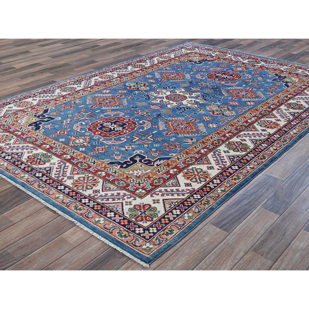 5'11" x 8'9" New Hand Knotted Blue Wool Rectangle Oriental Rug - MOA102536
