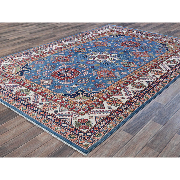 5'11" x 8'9" New Hand Knotted Blue Wool Rectangle Oriental Rug - MOA102536