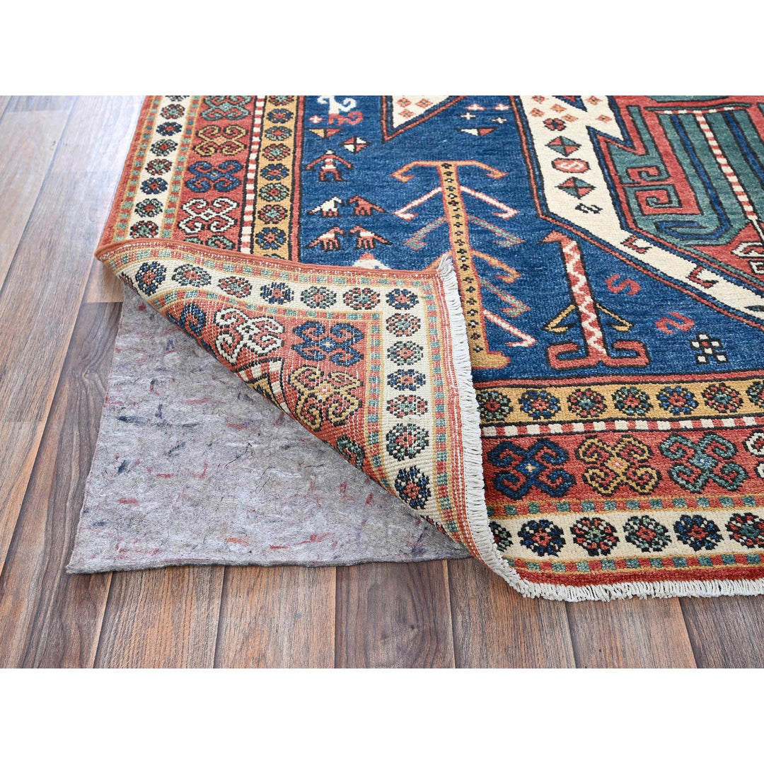 5'2" x 6'11" New Hand Knotted Blue Wool Rectangle Oriental Rug - MOA102537