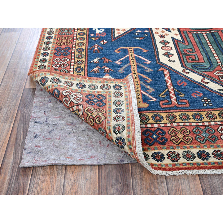 5'2" x 6'11" New Hand Knotted Blue Wool Rectangle Oriental Rug - MOA102537