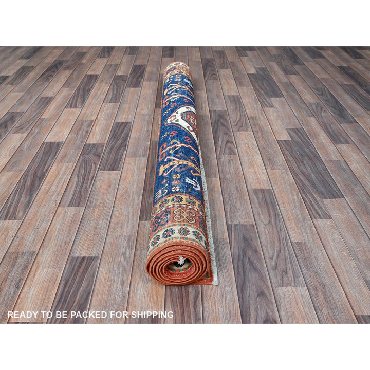 5'2" x 6'11" New Hand Knotted Blue Wool Rectangle Oriental Rug - MOA102537
