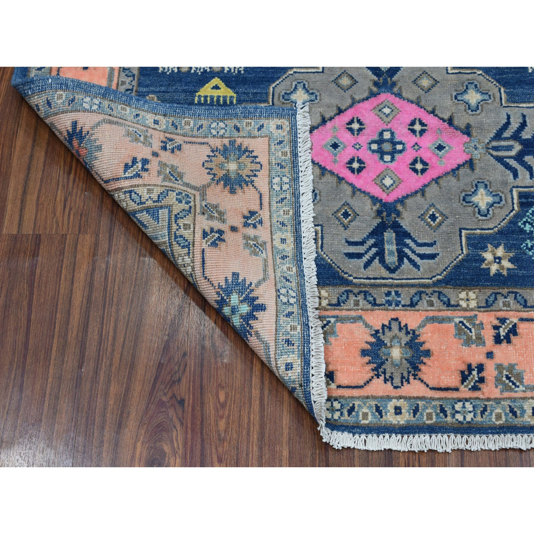 4'1" x 5'9" New Hand Knotted Blue Cotton Rectangle Oriental Rug - MOA10253811