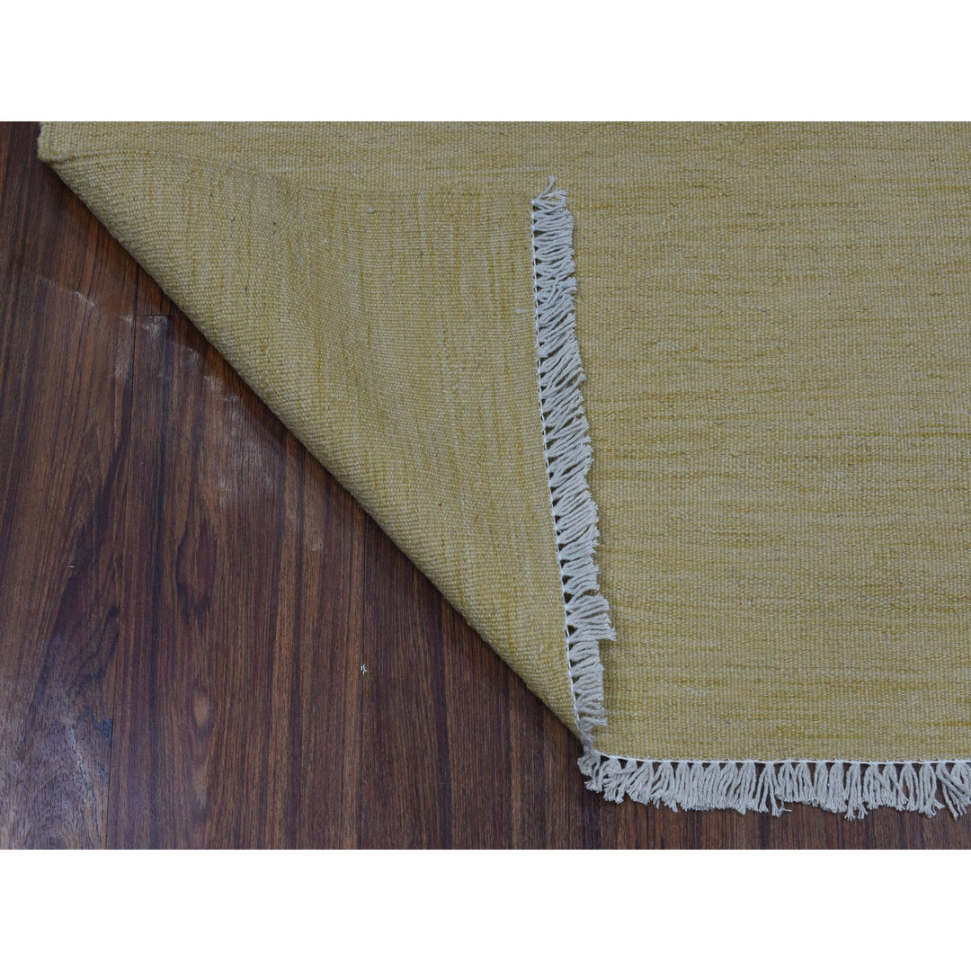 2'6" x 6'7" New Hand Woven Yellow Wool Runner Oriental Rug - MOA10253851