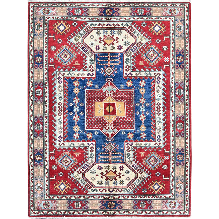 4'10" x 6'5" New Hand Knotted Red Wool Rectangle Oriental Rug - MOA102538
