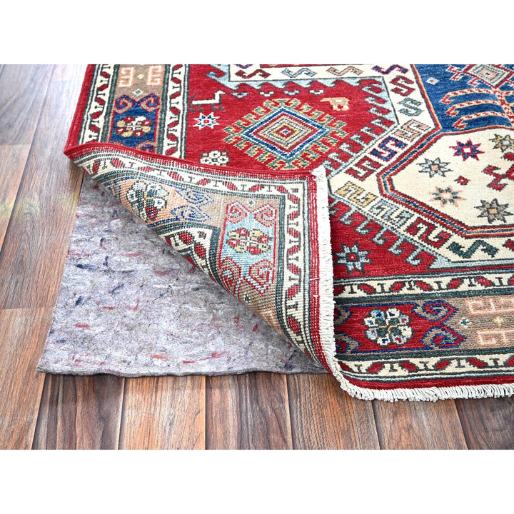 4'10" x 6'5" New Hand Knotted Red Wool Rectangle Oriental Rug - MOA102538