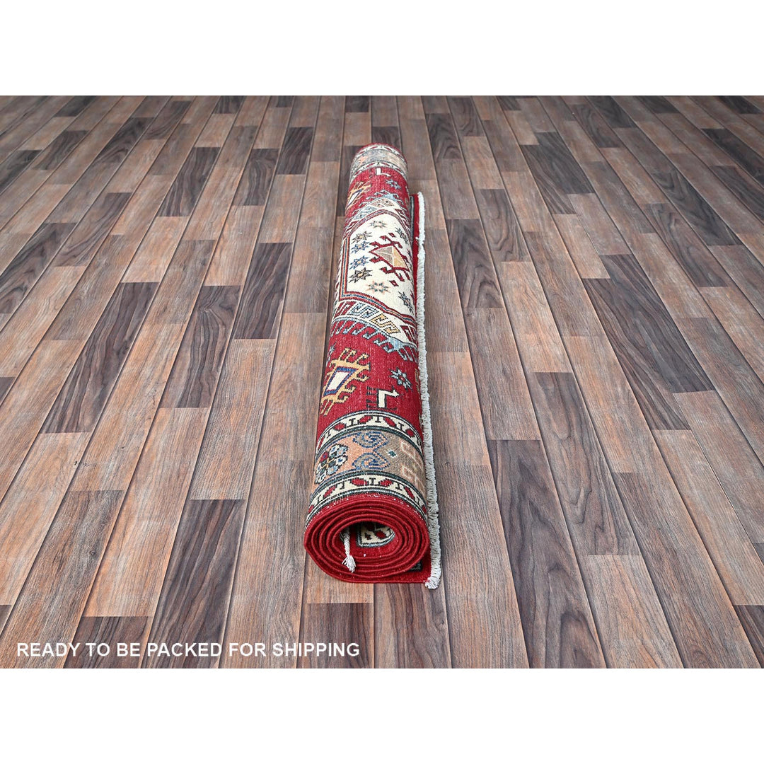 4'10" x 6'5" New Hand Knotted Red Wool Rectangle Oriental Rug - MOA102538