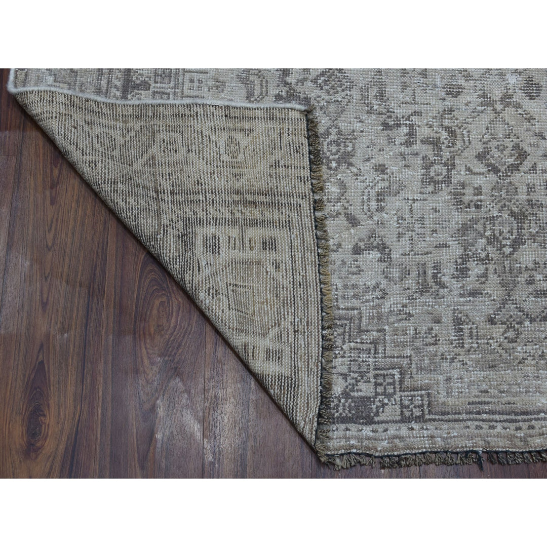 5'1" x 7'6" New Hand Knotted Beige Worn Wool Rectangle Oriental Rug - MOA10254047