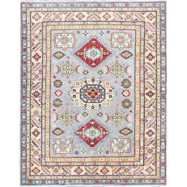 5'0" x 6'3" New Hand Knotted Grey Wool Rectangle Oriental Rug - MOA102540
